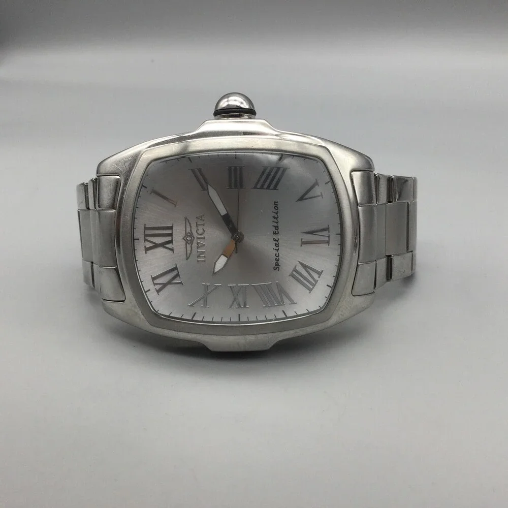 Invicta Lupah Special Edition 15187 Mens Watch 47mm Silver Tone New Battery 7.5